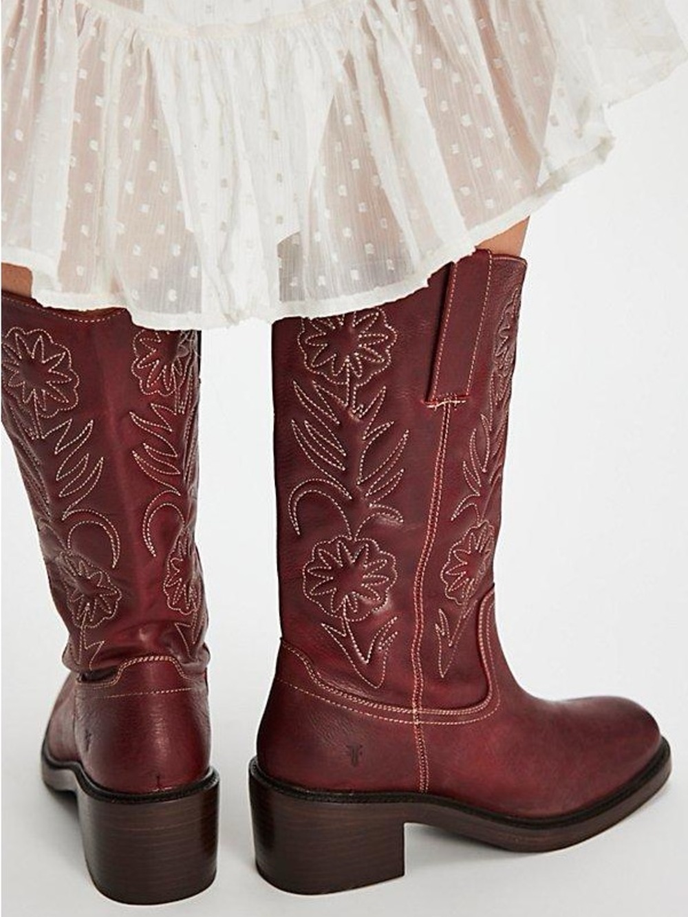 Frye For FP Kate Deco Stitch Boots in Merlot - Picture 3 of 8